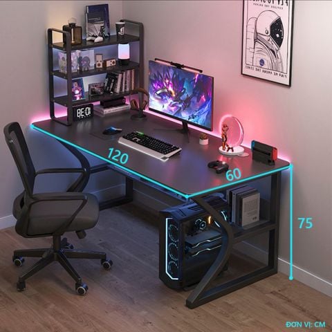 Bàn Gaming Chân Sắt Chữ K mang phong cách Hiện Đại, Cá Tính - Màu đen - GM67