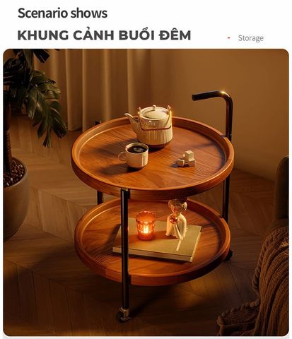 Bàn Trà Di Động 2 Tầng Có Bánh Xe Tiện Lợi, Linh Hoạt - GM188