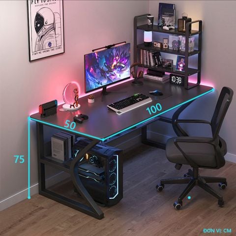 Bàn Gaming Chân Sắt Chữ K mang phong cách Hiện Đại, Cá Tính - Màu đen - GM67