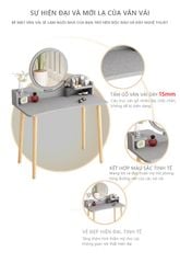 Bàn Trang Điểm Gỗ MDF kèm gương mang Phong Cách Nhật Bản tối giản cho không gian phòng hiện đại - GP196