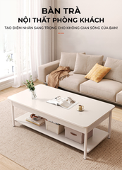 Bàn trà cafe 2 tầng full trắng - GM137 - Nội Thất IGA Việt Nam