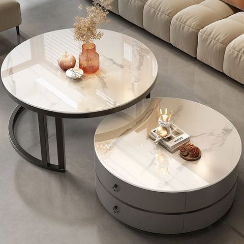 Bàn Trà Sofa Tròn Khung Đen IGA Hiện Đại, Thẩm Mỹ - GM148