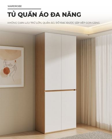 Tủ quần áo đơn vân gỗ trắng GP353