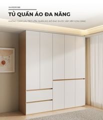 Tủ Quần Áo 5 Cánh Vân Gỗ Trắng - GP341 - Nội Thất IGA Việt Nam