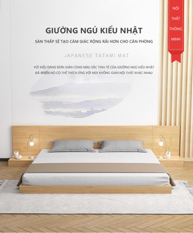 Giường Ngủ Gỗ Hiện Đại IGA Phong Cách Nhật Bản - GP265