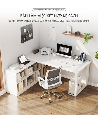 Bàn Làm Việc Gỗ MDF kết hợp Kệ Sách Đa Năng cho Góc Làm Việc Hiện Đại - GM131
