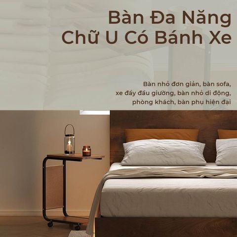 Kệ Thông Minh Chữ U Di Động Chân Đen Mặt Óc Chó - GM102.26