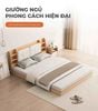 Giường bệt kèm đệm đầu giường 1m6x2m vân gỗ - GP388