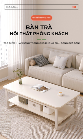 Bàn trà 2 tầng trắng - vân gỗ - GM135 - Nội Thất IGA Việt Nam