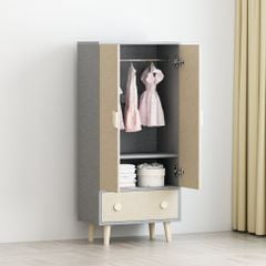 Tủ Quần Áo Trẻ Em- 120x 60x 35 cm - Màu Vân gỗ phối trắng/ Vân vải - GP123 - Nội Thất IGA Việt Nam