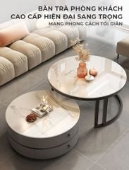 Bàn Trà Sofa Tròn Khung Đen IGA Hiện Đại, Thẩm Mỹ - GM148