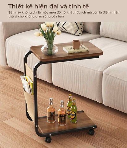 Kệ Thông Minh Chữ U Di Động Chân Đen Mặt Óc Chó - GM102.26