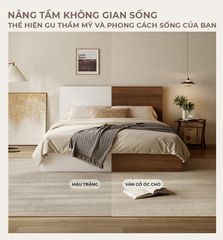Giường ngủ hiện đại màu óc chó/ full trắng - Đa dạng kích thước - GP340
