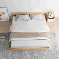 Giường bệt gỗ MDF hiện đại - 204.5x184.5x39.5cm - Màu vân gỗ phối trắng - GP310C.03 - Nội Thất IGA Việt Nam