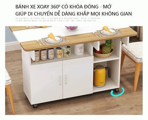 Bàn Ăn Gấp Gọn Thông Minh Di Dộng với thiết kế đa năng, hiện đại - GP286 - Nội Thất IGA Việt Nam