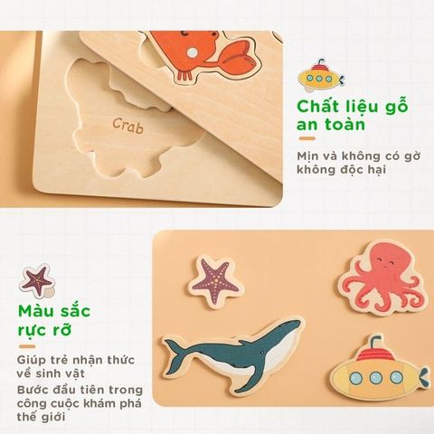 Bảng Đồ Chơi Giáo Dục Khám Phá Đại Dương Thông Minh Cho Bé Gỗ Cao Cấp IGEA - TOY07 - Nội Thất IGA Việt Nam