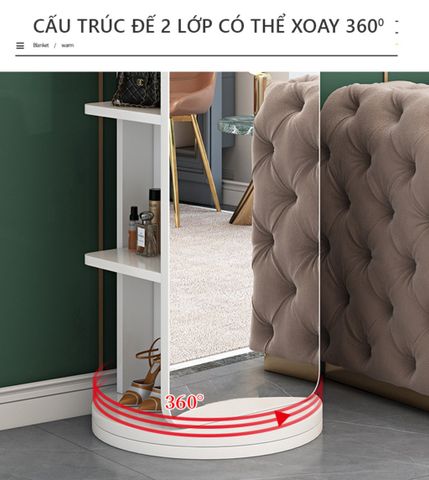 Gương Xoay Thông Minh 360 độ tích hợp giá treo tiện lợi, đa năng cho không gian phòng tối ưu, hiện đại - GP285