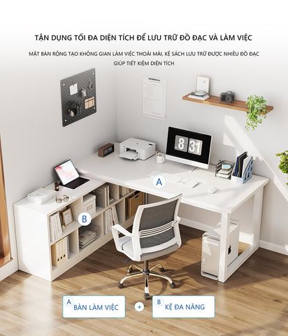 Bàn Làm Việc Gỗ MDF kết hợp Kệ Sách Đa Năng cho Góc Làm Việc Hiện Đại - GM131