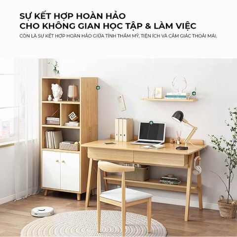 Bàn Học Vân Gỗ Kết Hợp Kệ Sách Và Ngăn Kéo - GP376B