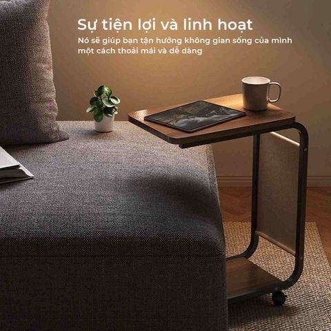 Kệ Thông Minh Chữ U Di Động Chân Đen Mặt Óc Chó - GM102.26