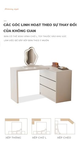 Bàn làm việc kèm tủ đựng đồ đa năng mang thiết kế đơn giản, sang trọng cho không gian học tập, làm việc hiện đại - GP325