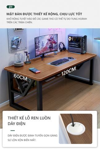 Bàn Gaming Chân Sắt Chữ M Gỗ MDF Hiện Đại - GM68 - IGA Việt Nam