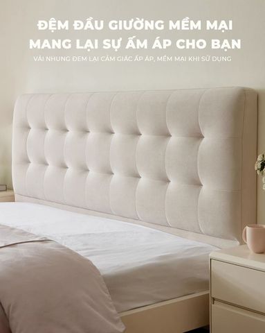 Giường bay vân gỗ có đệm giường màu trắng - GP346