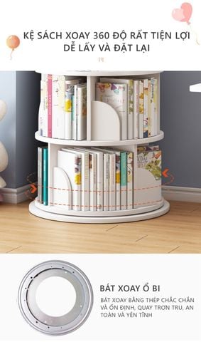 Kệ Sách Xoay 360 Đa Tầng Tiện Lợi chất liệu MDF cho không gian sống hiện đại, gọn gàng - GP269