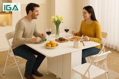 Combo bộ bàn ăn GP372.01 + 4 ghế gấp gọn GM192.11 - Nội Thất IGA Việt Nam