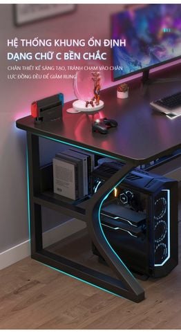 Bàn Gaming Chân Sắt Chữ K mang phong cách Hiện Đại, Cá Tính - Màu đen - GM67