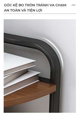 Kệ góc chữ V thép ống đa năng D16 (khung đen + gỗ óc chó ) - GM130
