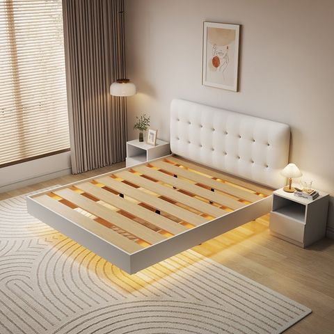 Giường bay vân gỗ có đệm giường màu trắng - GP346