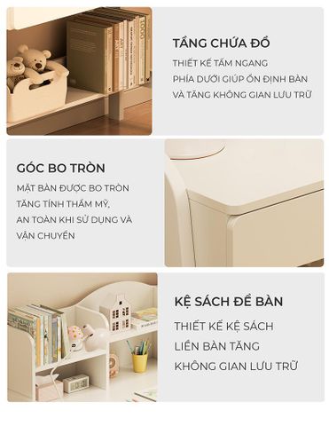 Bàn Học Sinh Kèm Giá Để Sách Thông Minh, Tiện Lợi - GM144 - Nội Thất IGA Việt Nam