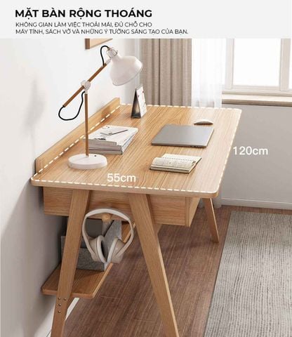 Bàn Học Vân Gỗ Kết Hợp Kệ Sách Và Ngăn Kéo - GP376B