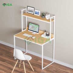 Bàn làm việc kèm giá sách khung trắng - GM26.01