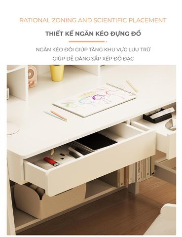 Bàn Học Sinh Kèm Giá Để Sách Thông Minh, Tiện Lợi - GM144 - Nội Thất IGA Việt Nam