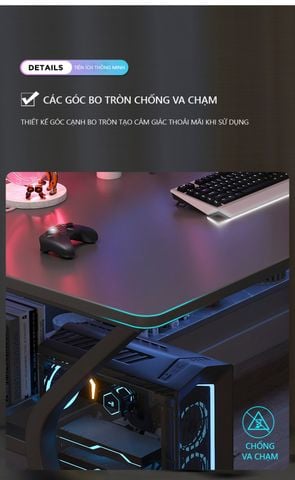 Bàn Gaming Chân Sắt Chữ K mang phong cách Hiện Đại, Cá Tính - Màu đen - GM67