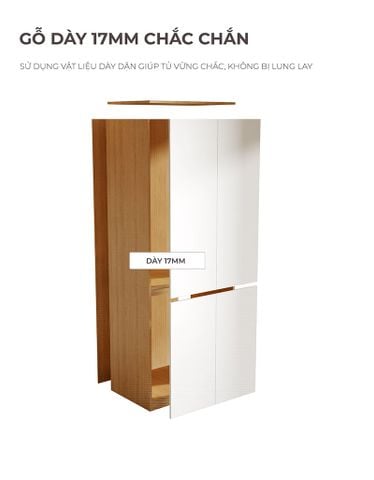 Tủ quần áo đơn vân gỗ trắng GP353