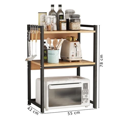 K.D.N nhà bếp 2 tầng khung đen mặt vân gỗ GM129 - Hết hàng - Khai tử