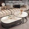 Bàn Trà Sofa Hình Elip IGA Khung Đen, Bọc Da Cao Cấp - GM149