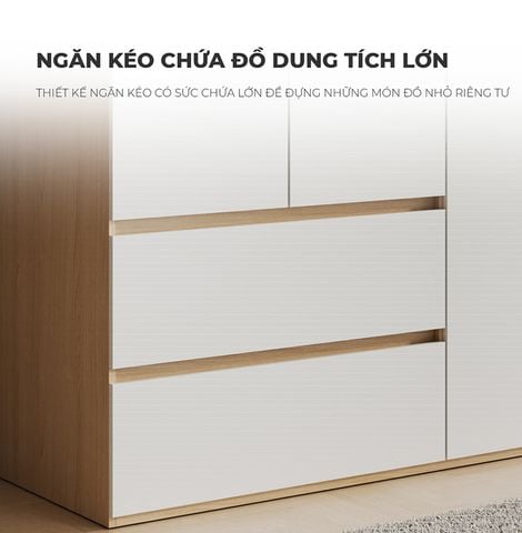 Tủ quần áo 5 Cánh Vân Gỗ Trắng - GP341 - Nội Thất IGA Việt Nam