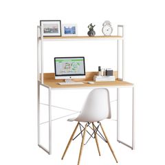 Bàn làm việc kèm giá sách khung trắng - GM26.01