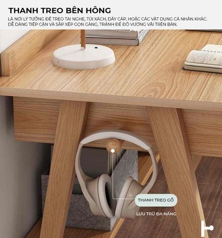 Bàn Học Vân Gỗ Kết Hợp Kệ Sách Và Ngăn Kéo - GP376B