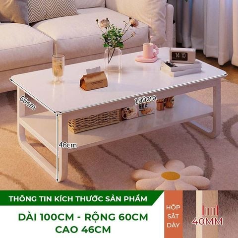 Bàn trà 2 tầng trắng - vân gỗ - GM135 - Nội Thất IGA Việt Nam