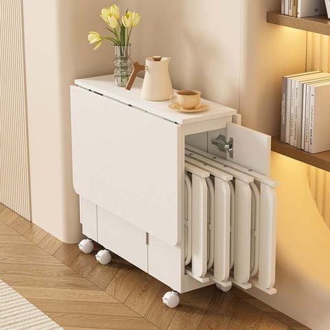 Bàn ăn thông minh gấp gọn full trắng - GP372