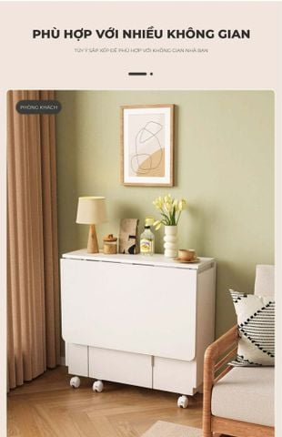 Bàn ăn thông minh gấp gọn full trắng - GP372