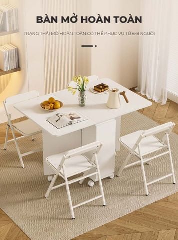 Bàn ăn thông minh gấp gọn full trắng - GP372