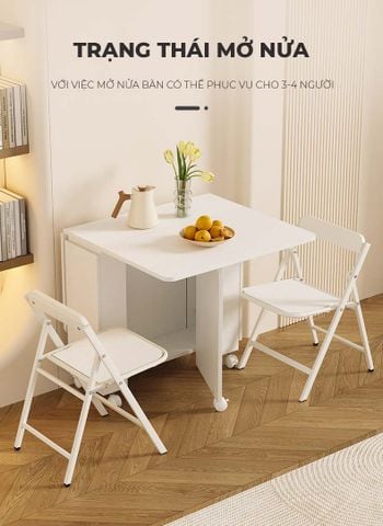 Bàn ăn thông minh gấp gọn full trắng - GP372