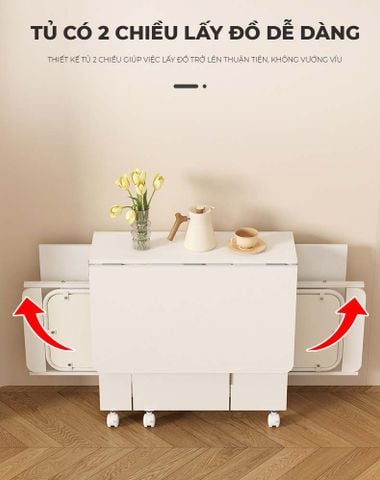 Bàn ăn thông minh gấp gọn full trắng - GP372