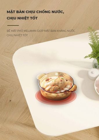 Bàn ăn gấp gọn có bánh xe dễ dàng di chuyển phú hợp với không gian bếp nhỏ - GM194